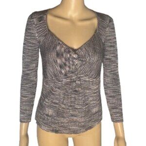 Boston Proper Pullover Ruched Women's Long Sleeve Multicolor Top Size Large